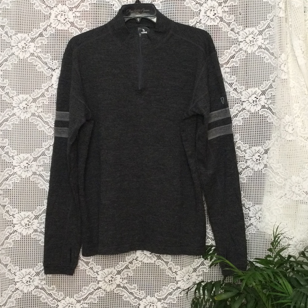 KÜHL Men long Sleeve Thumb Hole 1/4 Zip Sweatshirt Charcoal Size L